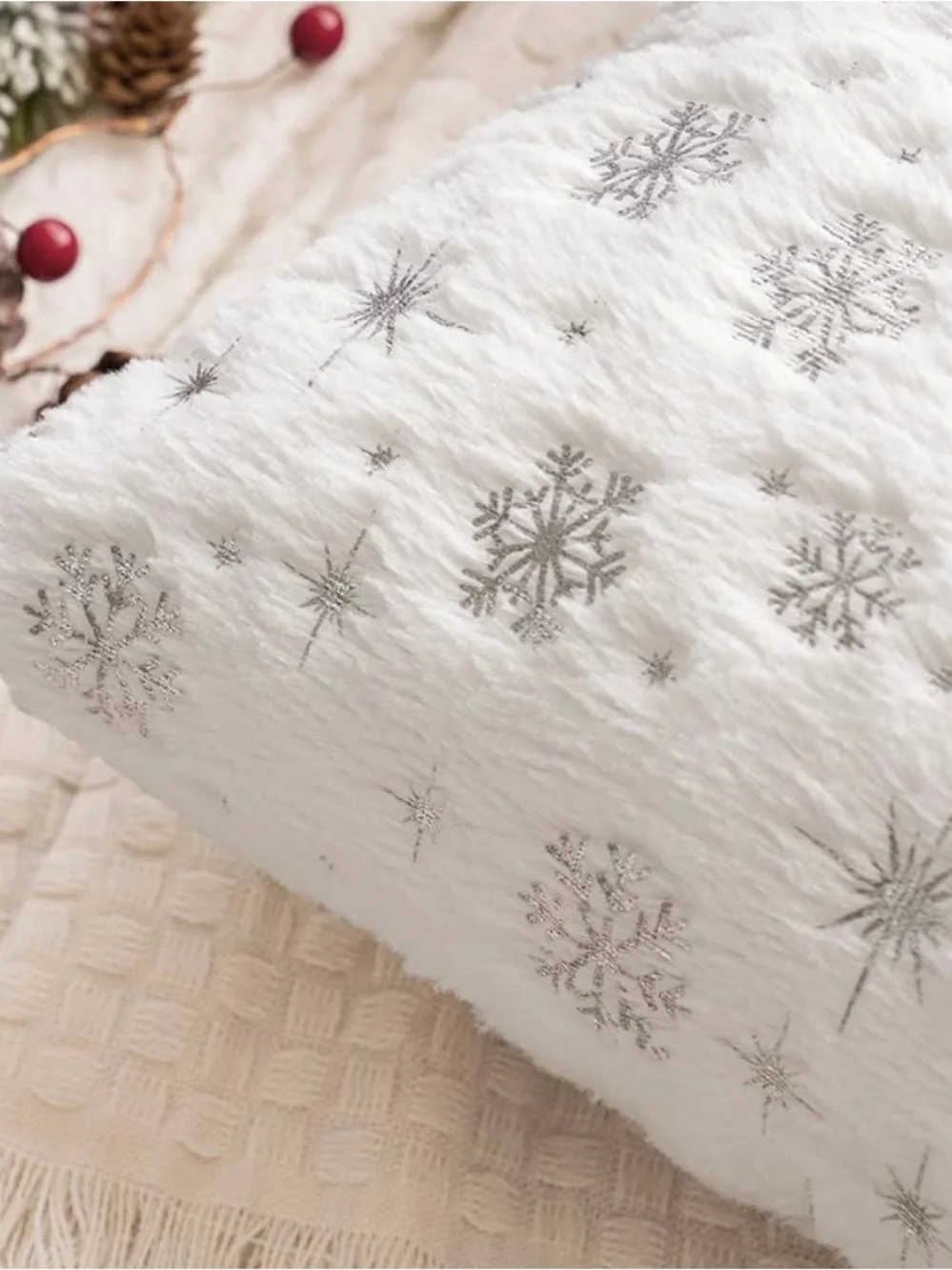 White Snowflake Decorative Throw Pillow - Holiday Accent